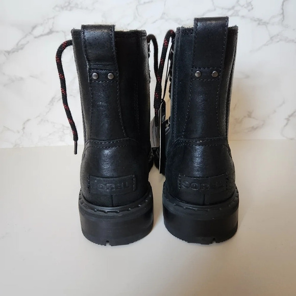 NWT SOREL | Lennox Lace Cozy Shearling Waterproof Leather Combat Boots - Size 7 - Picture 5 of 12
